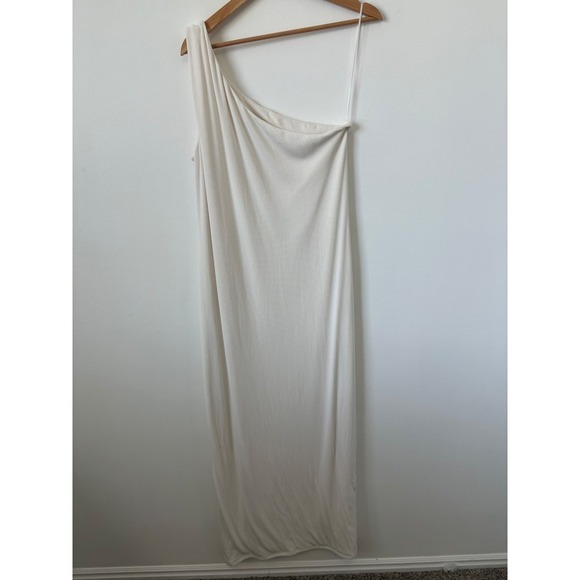 NWT women's Abercrombie & Fitch One-Shoulder Ribbed Maxi Dress – White – XL - Picture 6 of 9